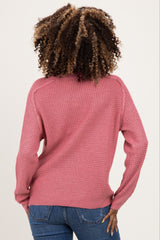 Pink Waffle Textured Maternity Sweater