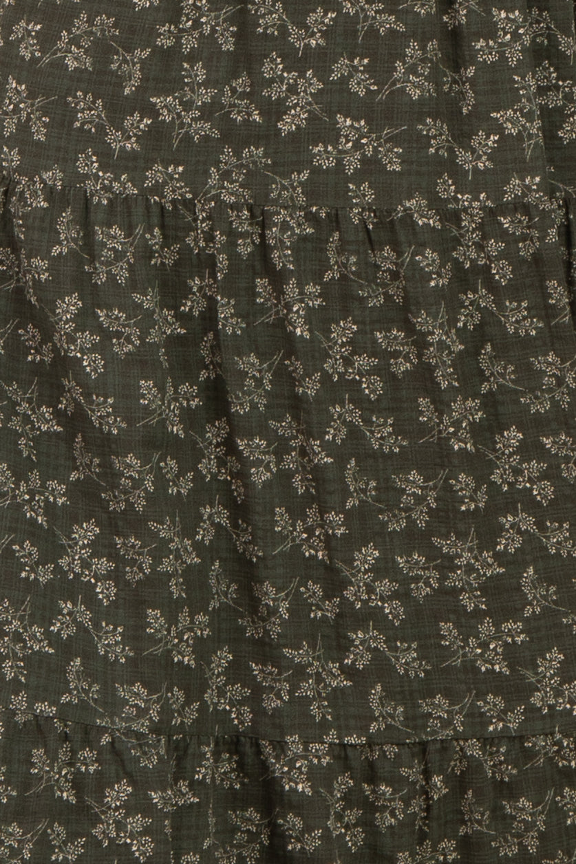 Green Floral Collared Maxi Dress