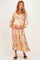 Champagne Floral Button Detail Maternity Midi Dress