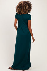 PinkBlush Hunter Green Draped Maternity/Nursing Maxi Dress