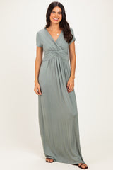 PinkBlush Teal Draped Nursing Maxi Dress