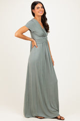PinkBlush Teal Draped Nursing Maxi Dress
