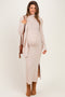 Sand Ribbed Knit Scarf Maternity Midi Dress