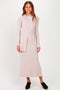 Sand Ribbed Knit Scarf Midi Dress