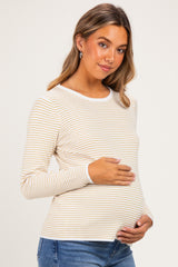 Ivory Mustard Basic Pinstripe Maternity Sweater