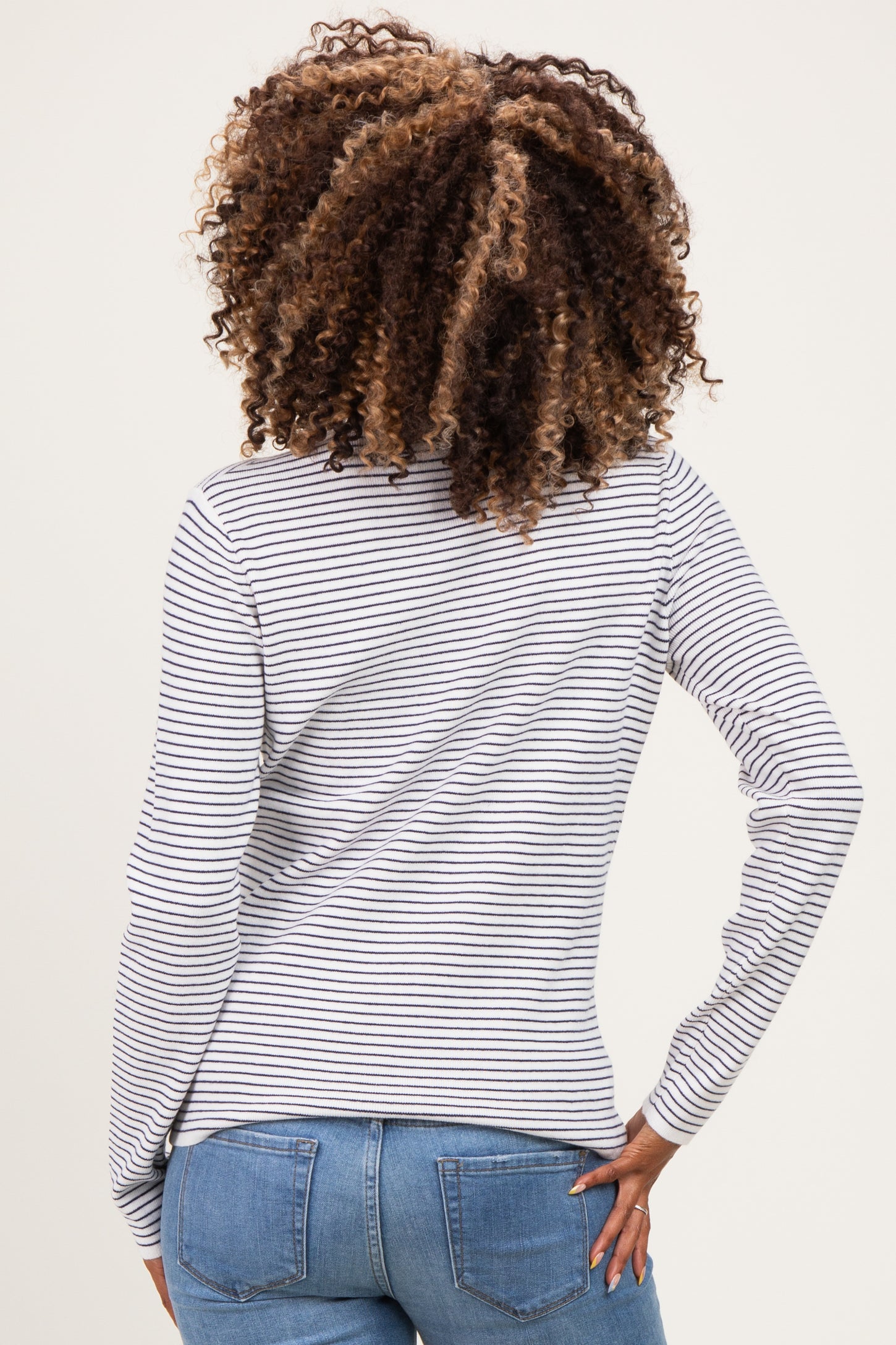 Ivory Navy Basic Pinstripe Maternity Sweater