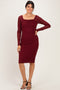 Burgundy Long Sleeve Fitted Lace Dress