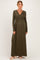 PinkBlush Olive Long Sleeve Draped Maternity/Nursing Maxi Dress