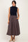 Navy Sleeveless Mock Neck Contrast Striped Skirt Midi Dress