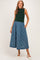 Hunter Green Sleeveless Mock Neck Contrast Striped Skirt Maternity Midi Dress