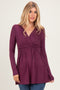 PinkBlush Burgundy Long Sleeve Draped Front Nursing Top