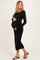 Black Long Sleeve Knotted Waist Maternity Maxi Dress