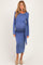 Blue Long Sleeve Knotted Waist Maternity Maxi Dress