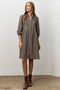 Dark Brown Floral Button Down Shirt Dress