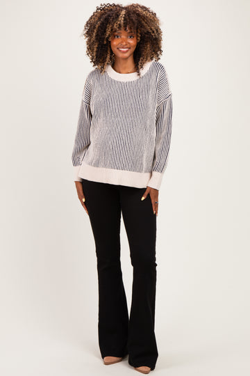 Navy Two Tone Oversized Maternity Sweater