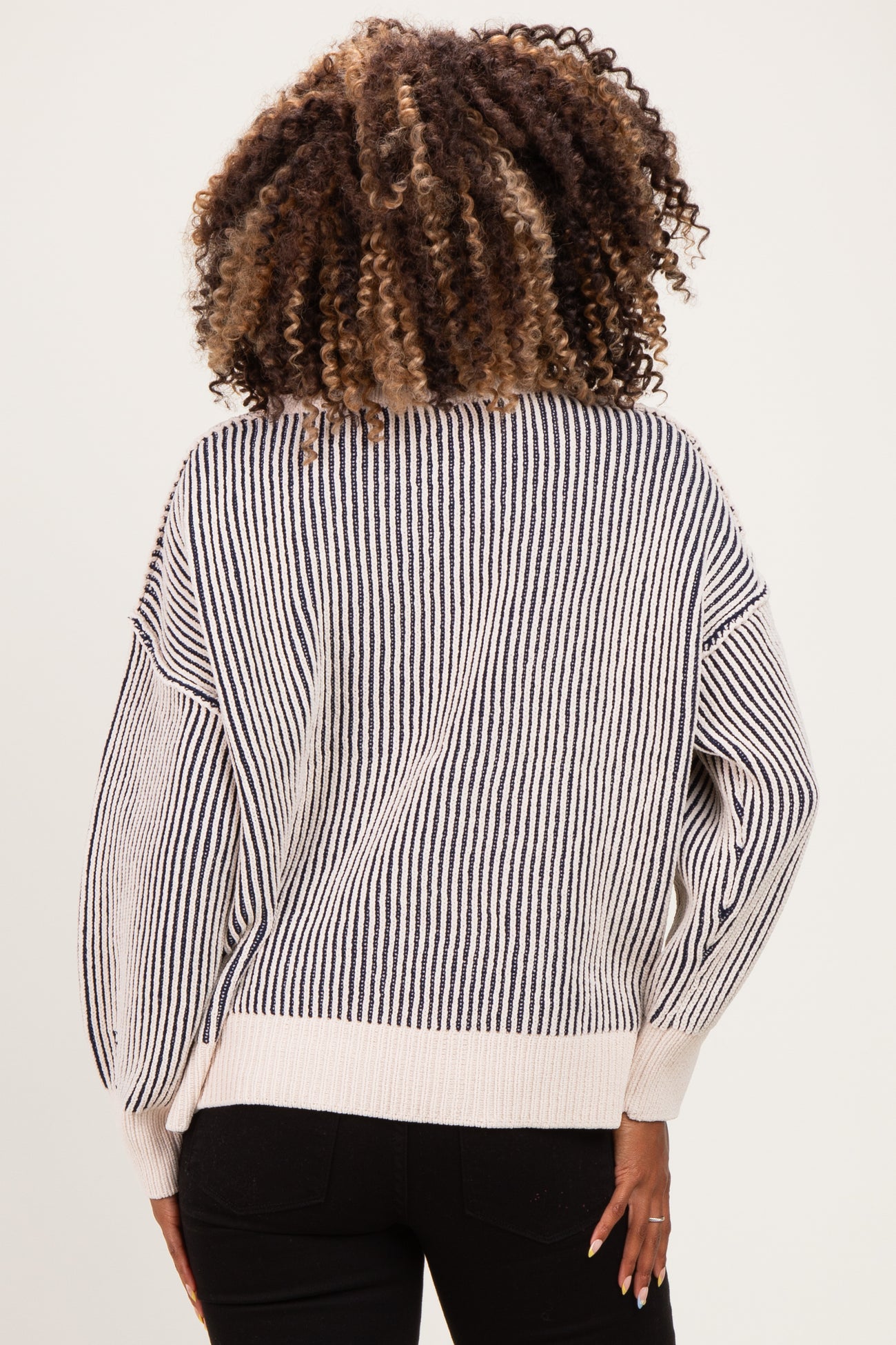 Navy Two Tone Oversized Maternity Sweater