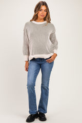 Light Olive Two Tone Oversized Maternity Sweater