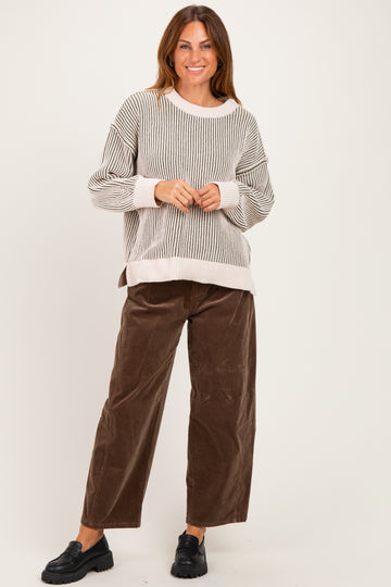 Light Olive Two Tone Oversized Sweater