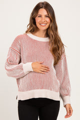 Rust Two Tone Oversized Maternity Sweater