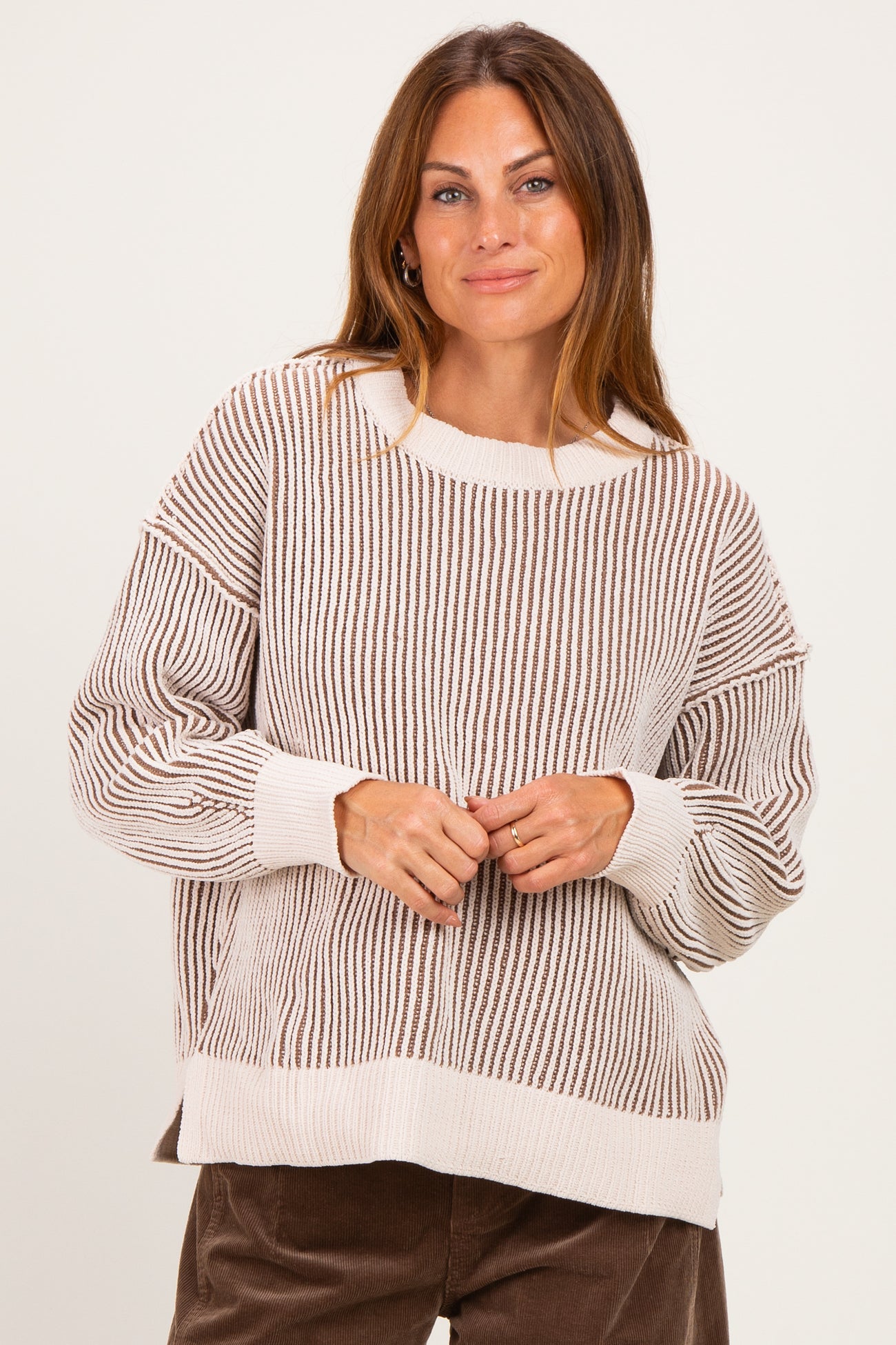 Mocha Two Tone Oversized Sweater