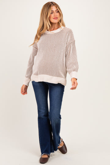 Mocha Two Tone Oversized Maternity Sweater
