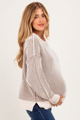 Mocha Two Tone Oversized Maternity Sweater