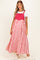 Crimson Striped Colorblock Denim Contrast Maternity Maxi Dress