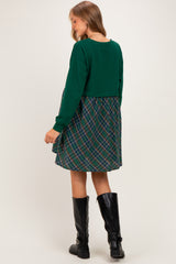 Hunter Green Sweatshirt Top Plaid Skirt Maternity Dress