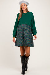 Hunter Green Sweatshirt Top Plaid Skirt Maternity Dress