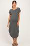 Gun Metal Rounded Hem Maternity Midi Dress