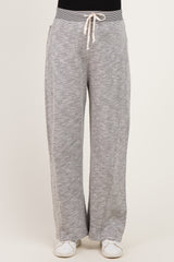 Heather Grey Contrast Waist Drawstring Maternity Pants