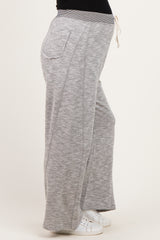 Heather Grey Contrast Waist Drawstring Maternity Pants