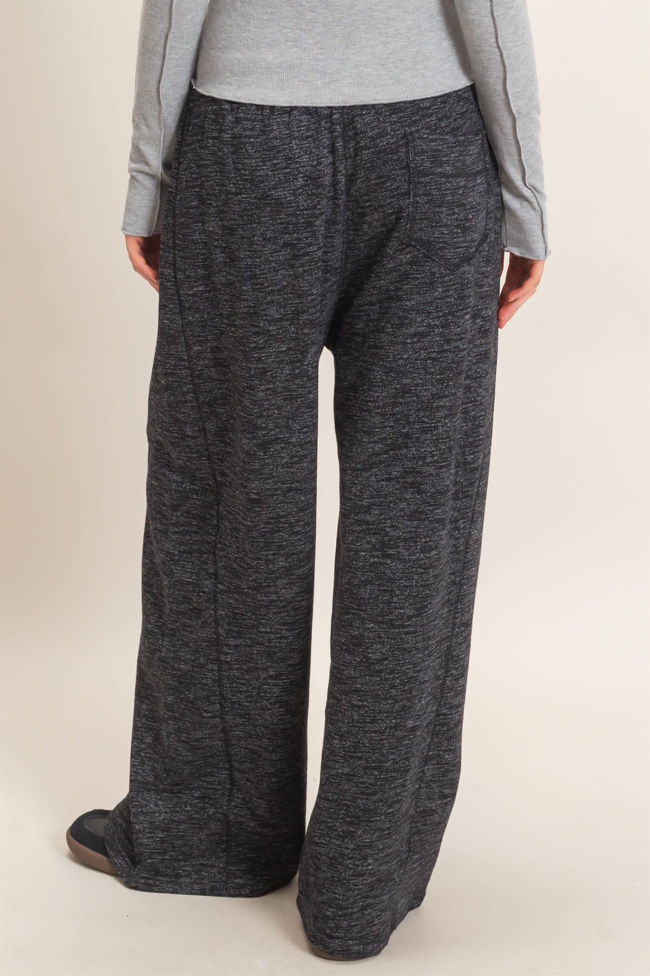 Black Contrast Waist Drawstring Pants