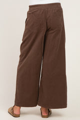 Brown Wide Leg Elastic Waistband Maternity Trousers