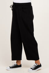 Black Fleece Barrel Leg Maternity Sweatpants