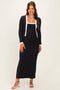 Black/ Cream Color Block Sleeveless Fitted Dress Maternity Cardigan Set