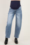Blue Medium Wash Maternity Barrel Jeans