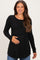 Black Long Sleeve Peplum Knit Maternity Top