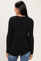 Black Long Sleeve Peplum Knit Top