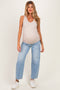Light Blue Distressed Cropped Barrel Leg Maternity Jeans