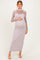 Beige Ribbed Knit Mock Neck Long Sleeve Maternity Maxi Dress
