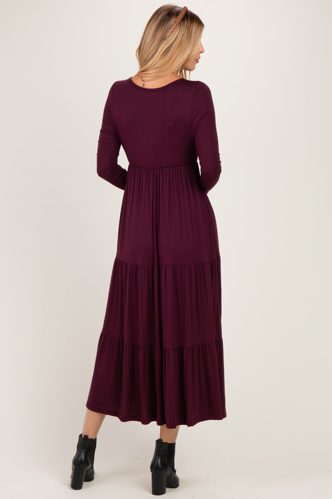 Burgundy Long Sleeve Maxi Dress