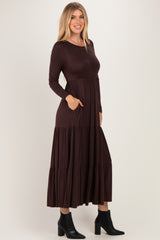 Brown Long Sleeve Maxi Dress