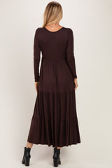Brown Long Sleeve Maxi Dress