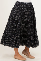 Black Polka Dot Tiered Maternity Maxi Skirt