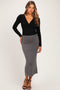 Charcoal Two Tone Ribbed Sweater Maternity Midi Skirt