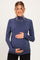 Navy Ribbed Fitted Mock Neck Long Sleeve Maternity Top