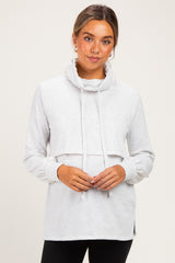 Heather Gray Long Sleeve Drawstring Hooded Maternity Pullover