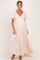 Beige Knotted V-Neck Flutter Sleeve Maternity Maxi Dress