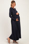 Navy Empire Waist Long Sleeve Maxi Dress
